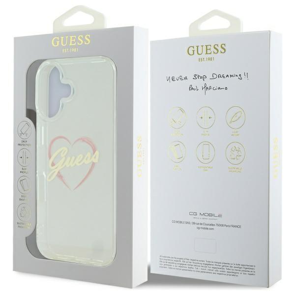 Guess Guhcp16Mhchgspt Iphone 16 Plus6.7 Przeźroczysty/Transparent Hardcase Iml Heart