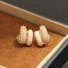 Korean sweet niche macaron color dripping oil inlaid stone earrings gold-plated simple and versatile ear piercing ear clip women's earrings