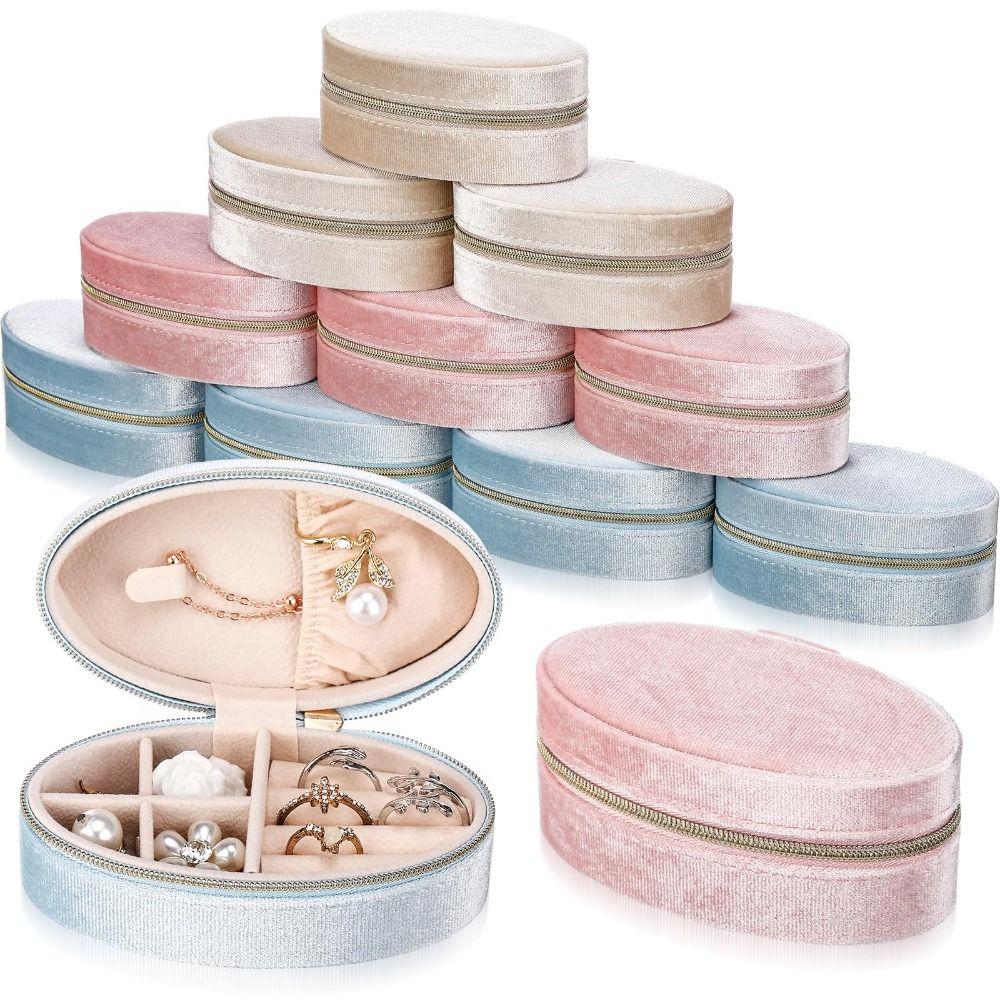 Portable Travel Jewelry Case Ellipse Jewelry Organizer Pouch Necklace Ring Earrings for Women