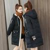 Зимнее женское пальто с хлопковой подкладкой, пальто с капюшоном и длинными рукавами, утолщенная свободная верхняя одежда на молнии средней длины, куртка, уличная одежда