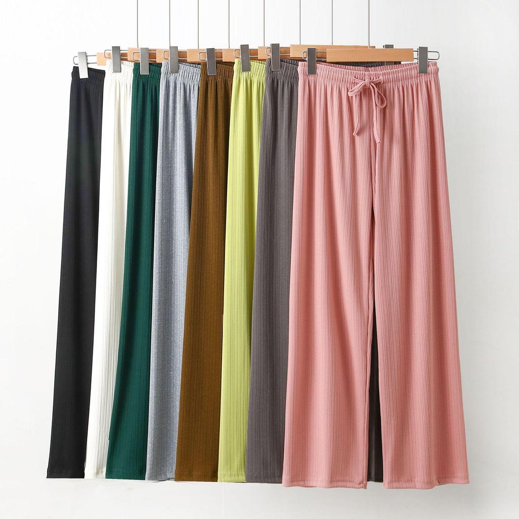 Women's Spring/Summer Ice Silk Wide-Leg Pants: High Waist, Slim Fit, Anti-Mosquito, Cool & Stylish