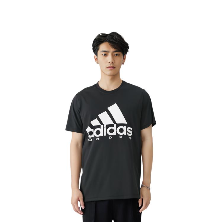 Adidas T Shirts Men's Black Crew Neck Moderate Straight Fit GN7265
