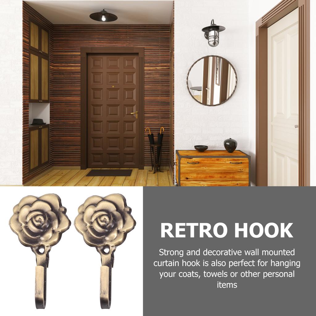 4 комплекта Подхваты для штор Декоративные Бронзовые Розы Настенные Крючки Ретро Подхваты для Драпировок Аксессуары для Спальни Ванной
