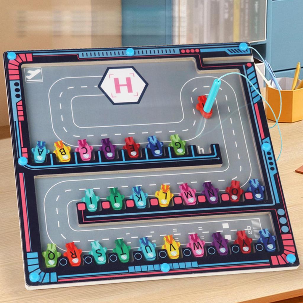 Magnetic Alphabet Maze Letter Puzzle Montessori for Girls Boys Birthday Gift Plane