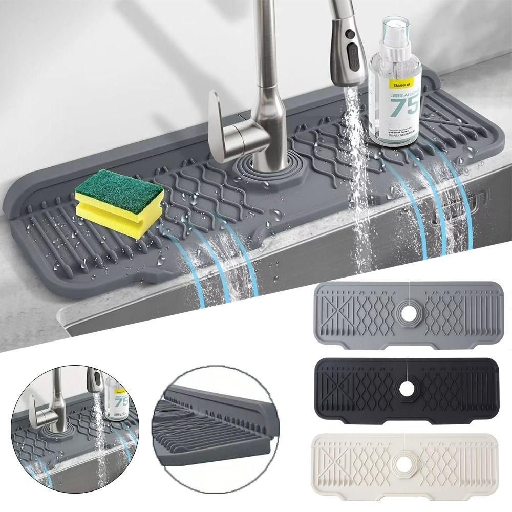 Adjustable Faucet Splash Guard Mat Silicone Drying Mat New Sink Draining Pad