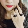 3Pcs Black Stack Knuckle Plain Above Midi Band Rings Jewelry Ring Set