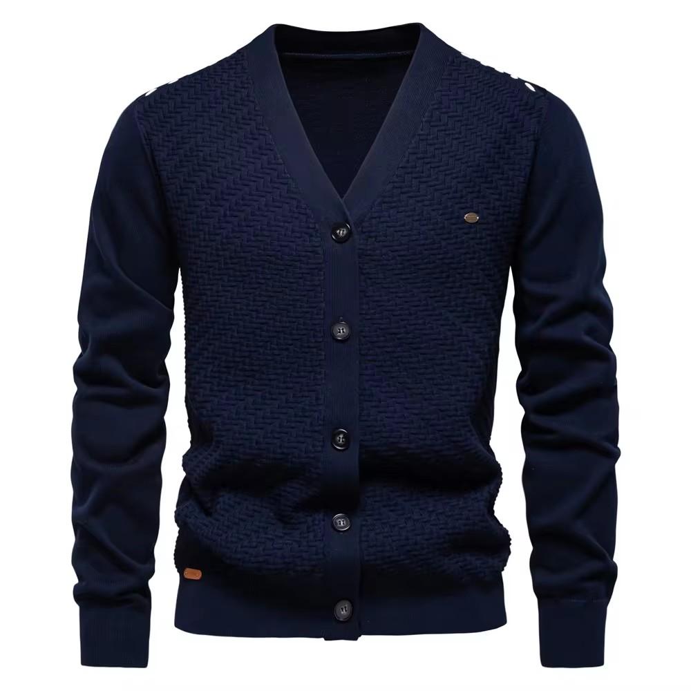AIOPESON Mens New V Neck Button Up Cotton Cardigan Sweaters Casual Social Knit Sweater Cardigans for Men