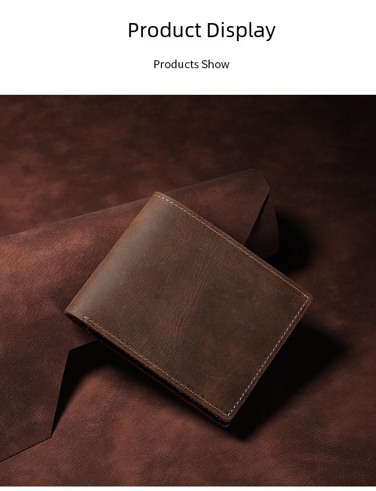 Мужской короткий кошелек Crazy Horse Leather Retro - визитница из натуральной коровьей кожи