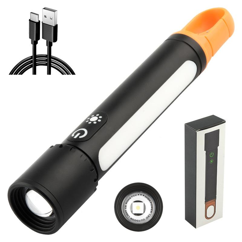 Новый фонарик, мощный фонарик с зарядкой от USB, водонепроницаемый, масштабируемый, для улицы, водонепроницаемый, для охоты, COB-фонарь 18650