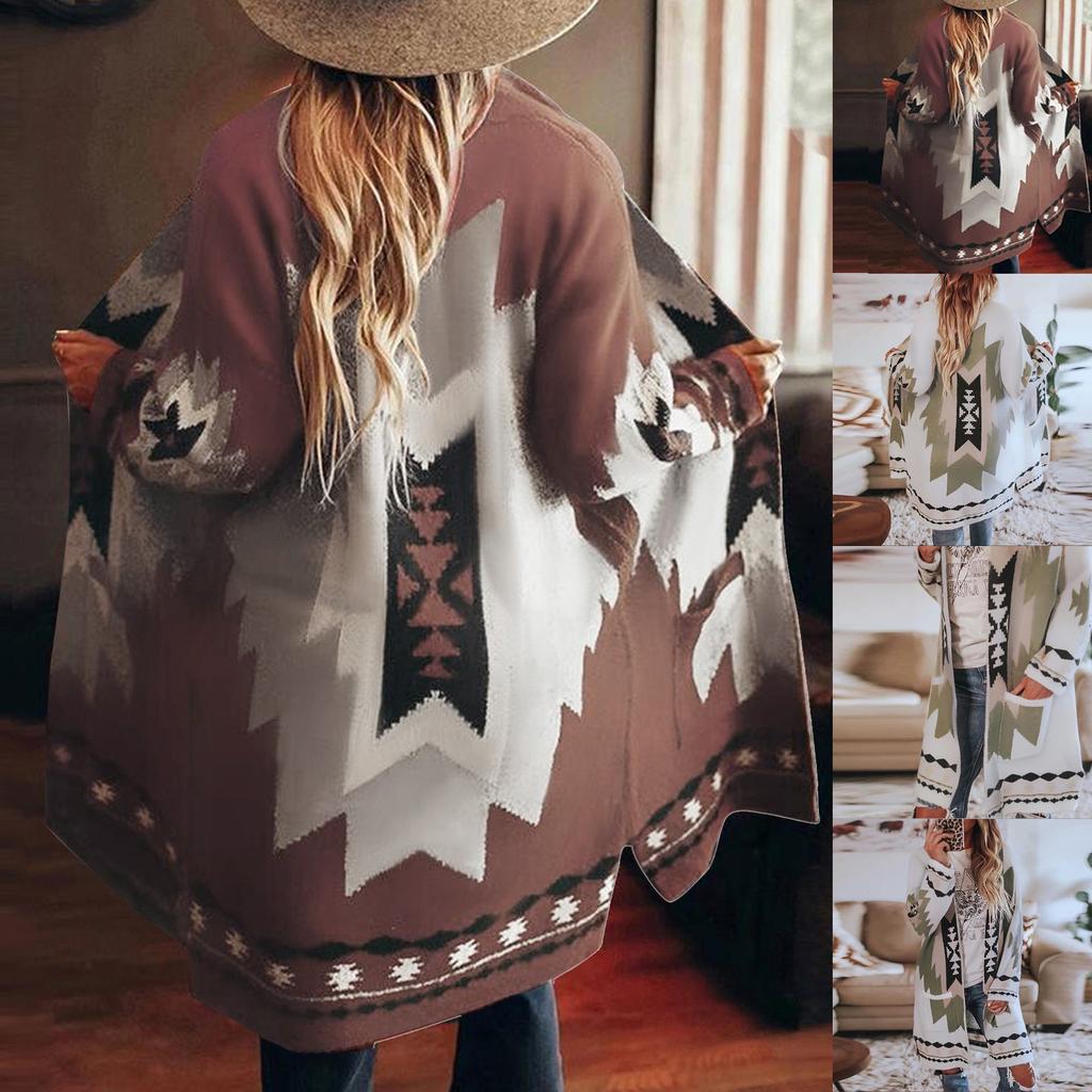 Women's Fashion Winter Vintage Tribal Knitted Cardigan Sweater Coat Blouse Top