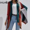 Autumn and Winter Women's Plaid Large Size Loose Knitted Cardigan Jacket Jumper Women