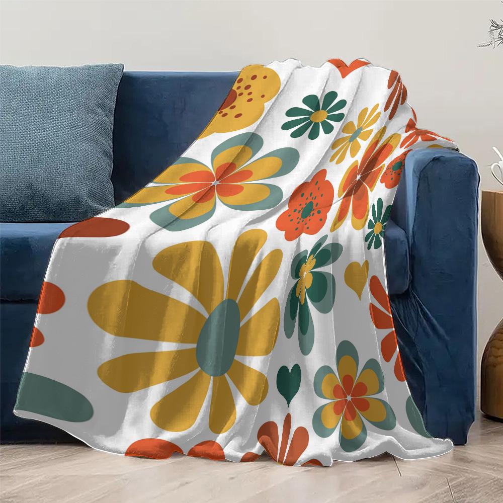 Vibrant Retro Floral Fleece Throw Blanket Sofa Bed Decorative Cushion Cover Gift
