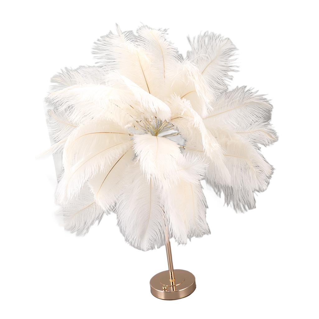 Ostrich Feather Table Lamp Rechargeable Modern Romantic Decoration Lamp Bedroom Bedside Lamp for