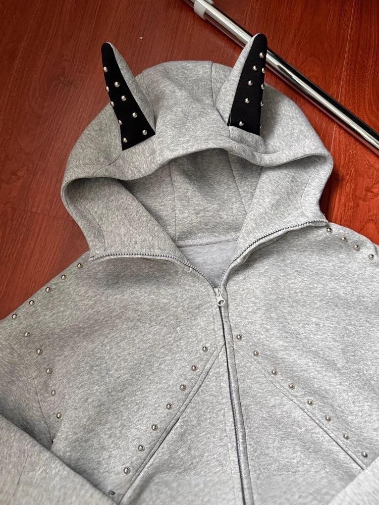 Men's Doberman Dog Hooded Autumn Sports Cardigan Jacket