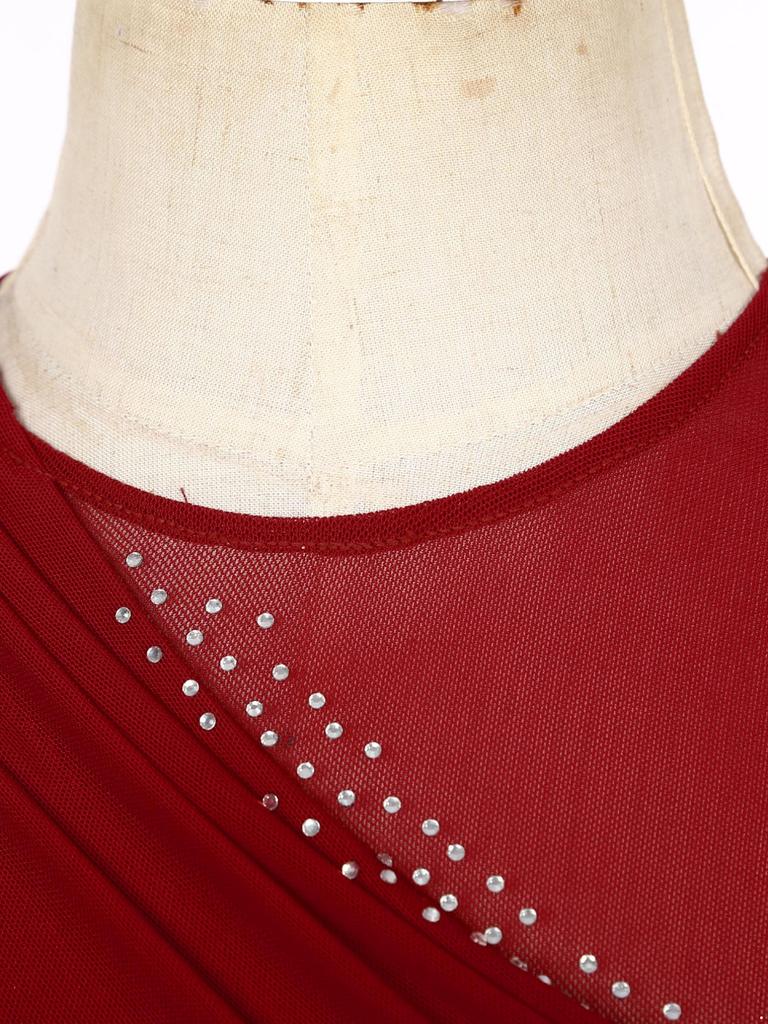 Women's Lyrical Latin Dance Dresses Asymmetric Skirted Leotard Modern Contemporary Dancing Costume