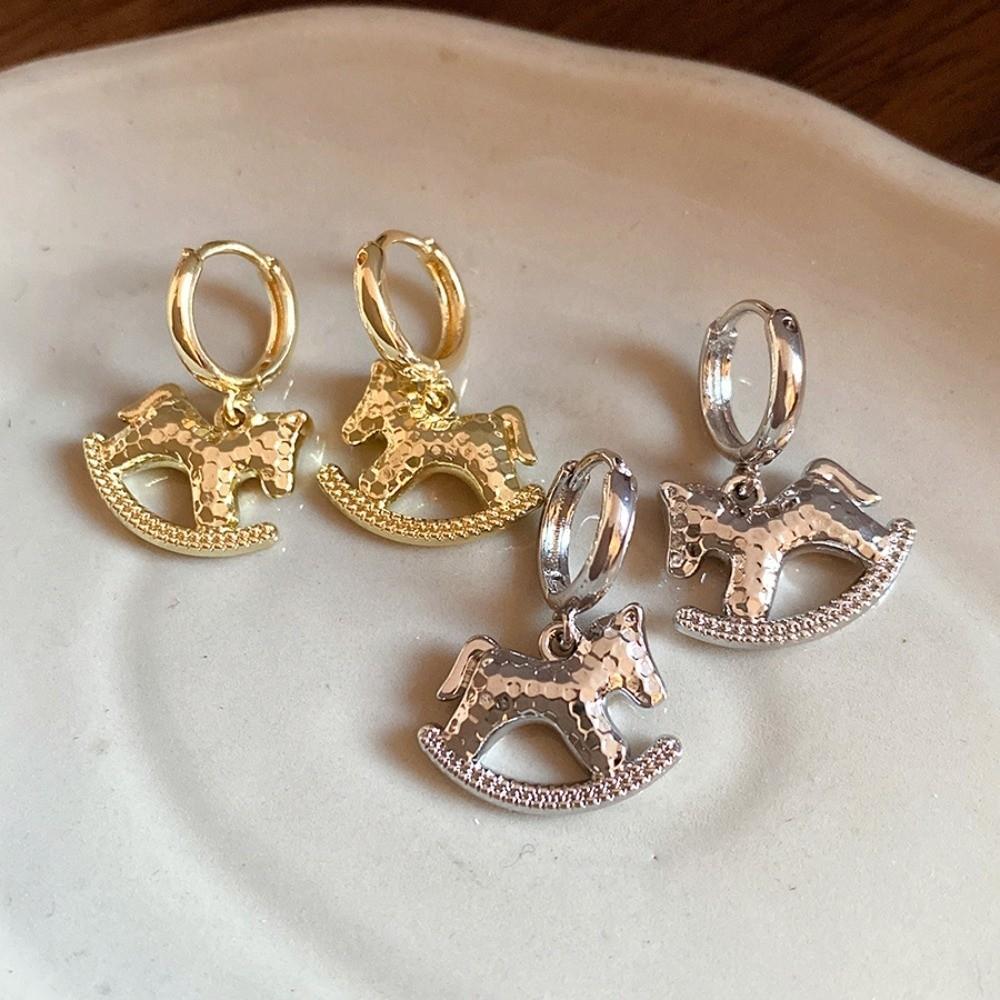 Chinese Horse New Year Zodiac Horse Earrings Rocking Pony Drop Earrings New Year Gift