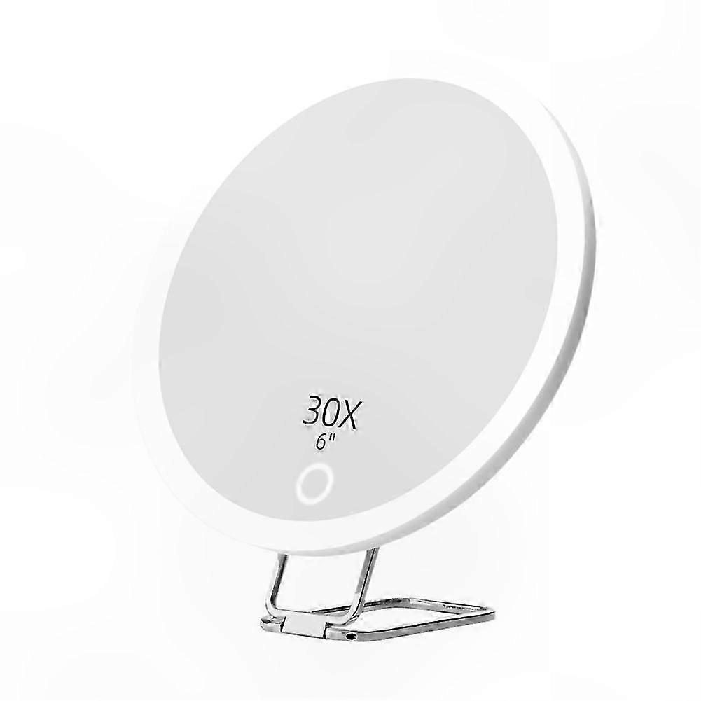 Lighted Magnifying Mirror with 30x Zoom Portable Makeup Mirror with LED Lights Foldable Design for Travel Use