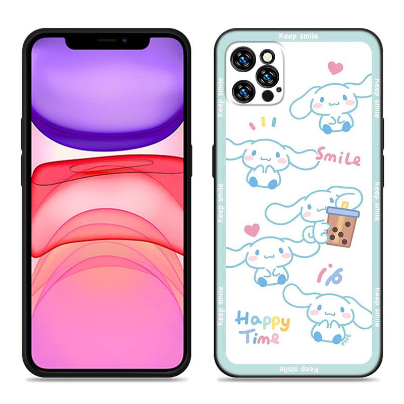 Кавайный чехол Cinnamoroll для Apple iPhone 12 13 Mini 11 14 15 Pro Max 7 8 Plus X XR XS SE 2020 2022 Черный силиконовый чехол