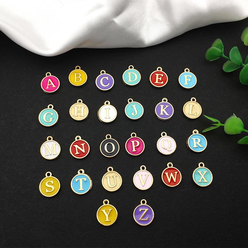 Diy Alloy Accessories Set English Letter Brush Double-Sided Alloy Dripping Pendant