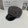 Plaid Style Retro Octagonal Cap With Wide Brim For Casual And Street Fashion