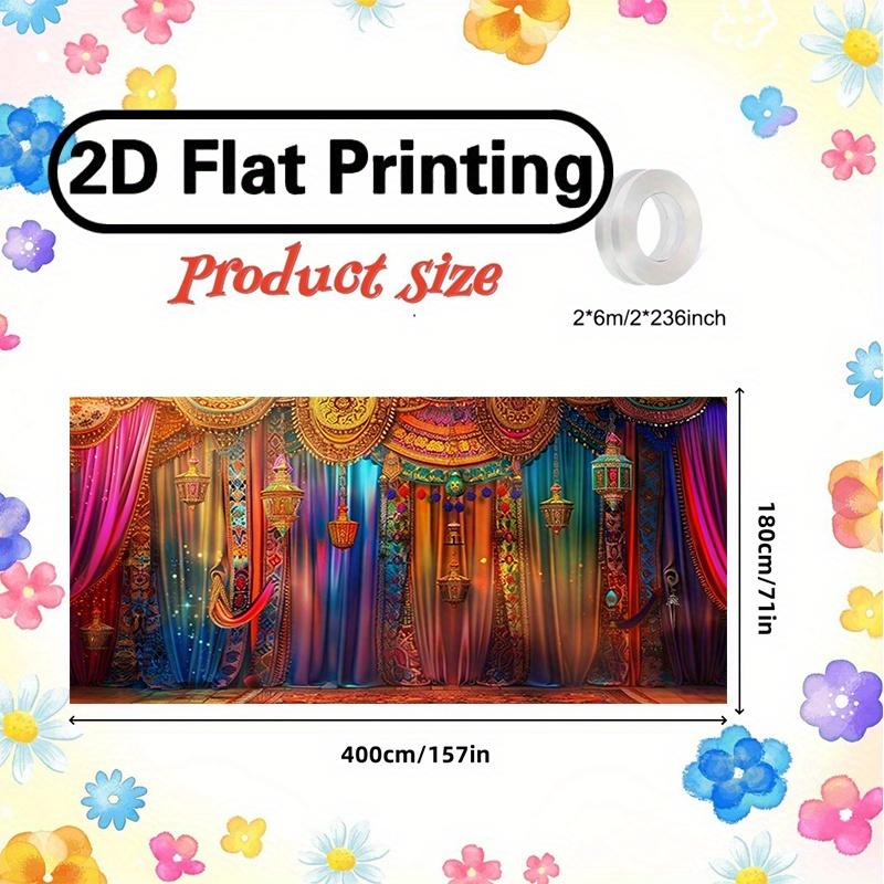 2D Flat Banner, 1 Piece Indian Style 2D Flat Banner for Garage Door and Holiday Decoration