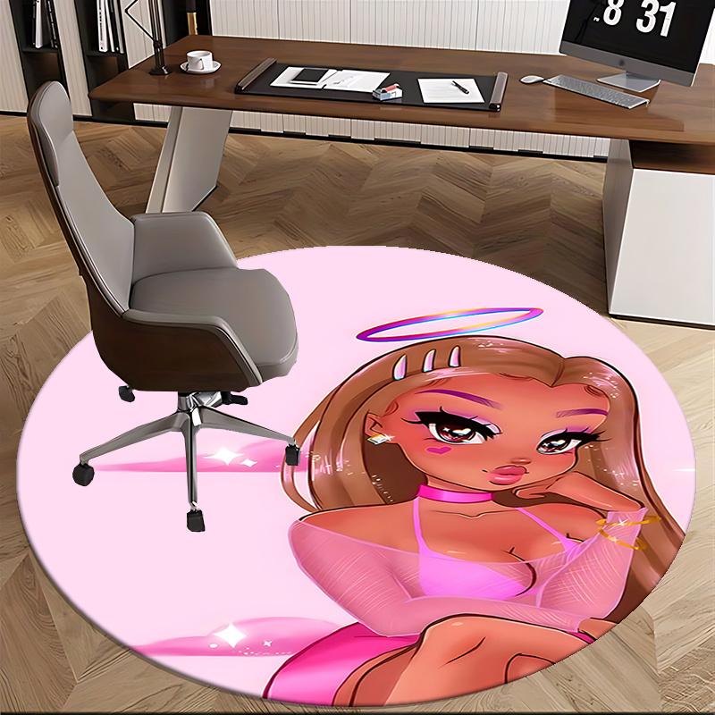 Charming Angel Chair Mat - Round Carpet for Home Decor, Office Use, Bedroom & Living Room Gift0509b