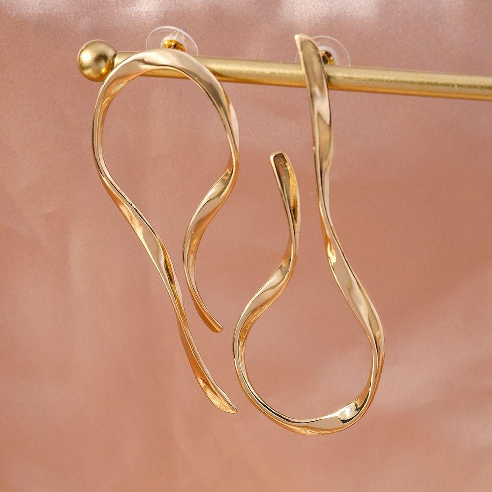 Alloy Dangle Earrings Gold Silver Color Metal Earrings Charm Asymmetric Line Earrings For Women