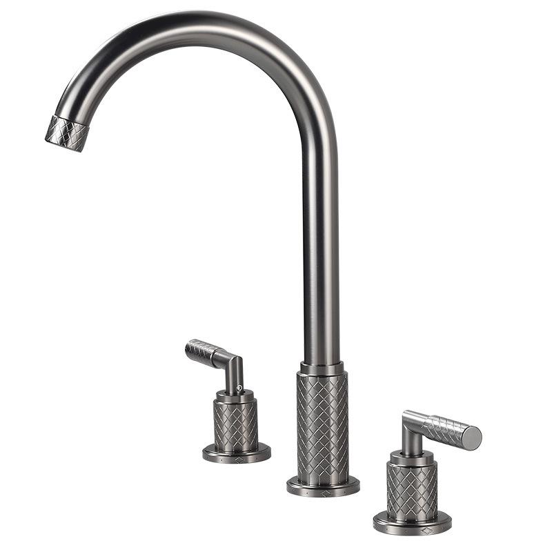 Серые смесители для раковины Латунный антикварный смеситель для ванной Комнаты Матовое золото Смесители для раковины 3 отверстия Горячая и холодная вода Черный смеситель-водопад Водопроводный кран