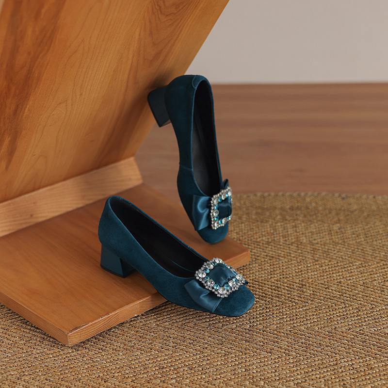 Krazing Pot Замшевые туфли весна-лето размер 41 средний каблук офисные женские туфли на высоком каблуке с кристаллами женские туфли-лодочки с квадратным носком и неглубокой подошвой