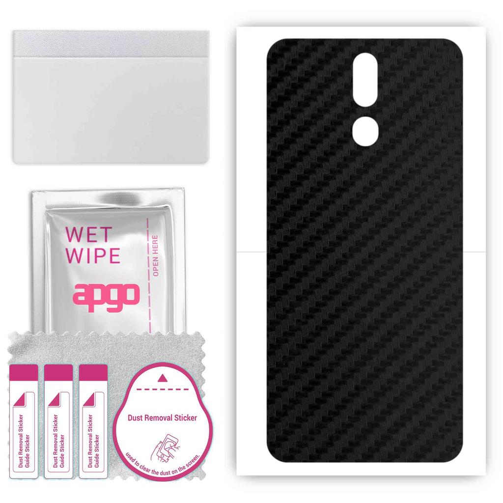 apgo Protective Skin Sticker for the Back Compatible with Oukitel C12, Wrap Film, Foil, Vinyl - Pattern Carbon Black