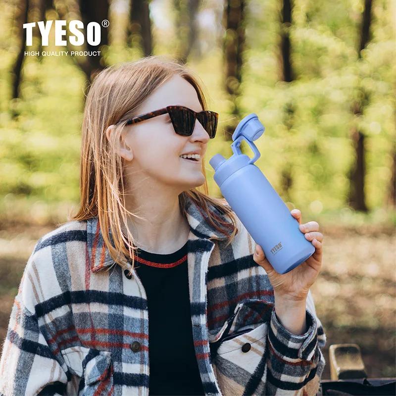 TYESO 750/900/1200/1500 мл Кружка-термос Большой емкости Нержавеющая сталь Портативная Спортивная бутылка Открытая Чашка для воды Матовый Чайник