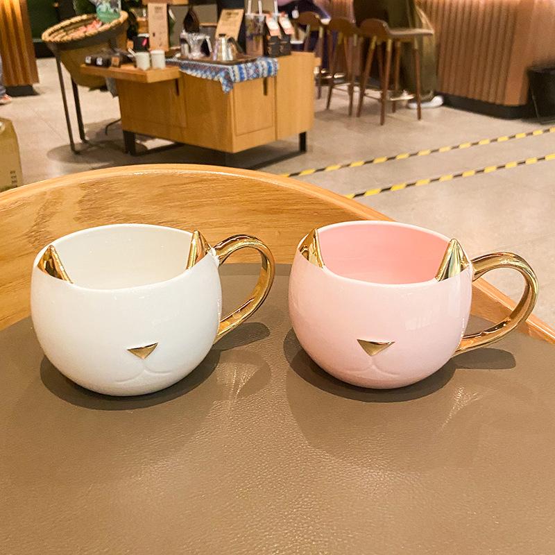 Кофейная чашка Golden Cat, чайные чашки и кружки, кружка для кофе, забавная посуда для напитков, кухня, столовая, бар, дом, сад