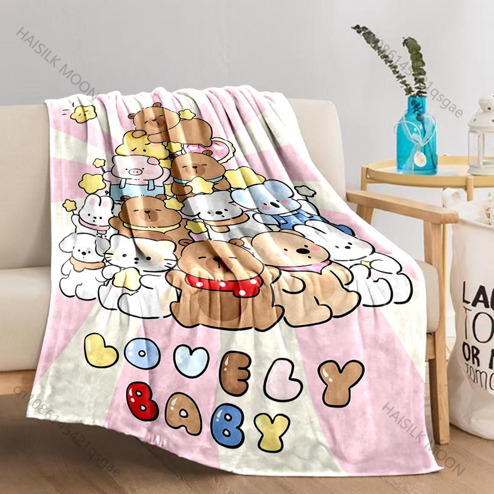 Various Sizes Capybara Cartoon Blanket Warm Soft Fluffy Throw King Size Luxury Throw Kid Adult Bed Sofa Blanket Travel Throw