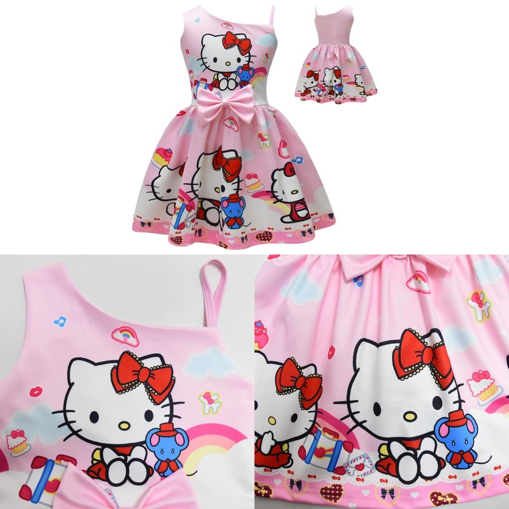 Безрукавное платье с принтом Hello Kitty и оборками для весеннего наряда