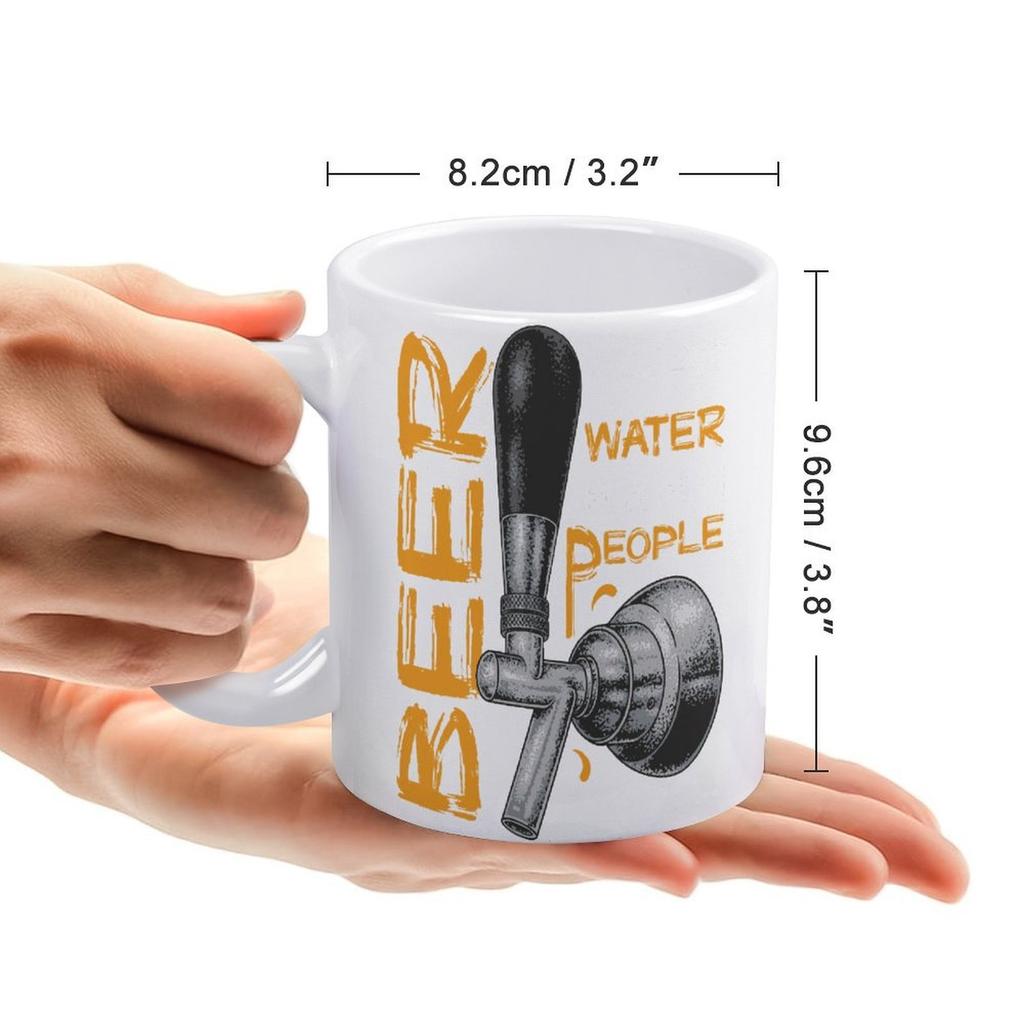 1 шт. 11 унций Кружка с двусторонней печатью для любителей пива, Чистая белая керамическая посуда для напитков