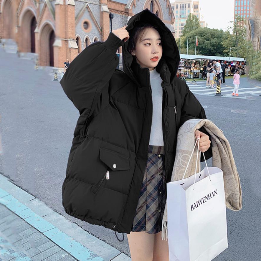 Зимняя толстая куртка-стойка с воротником-хлебом, пуховое хлопковое пальто, женская свободная куртка