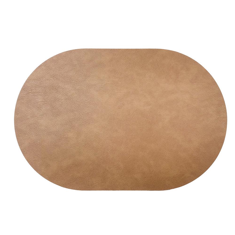 Двусторонний коврик под приборы из коровьей кожи в скандинавском стиле - водонепроницаемый и маслостойкий овальный изоляционный коврик