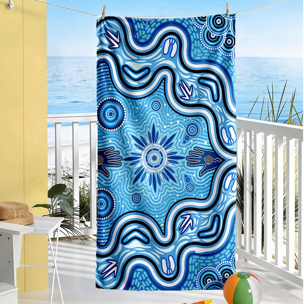 Australian Aboriginal Style Beach Towel Quick-Dry Soft Microfiber Comfortable Lightweight