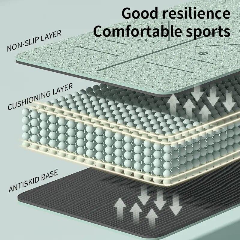 Нескользящий коврик для йоги, экологически чистый коврик для фитнеса с ремнем для переноски, профессиональные коврики для йоги для женщин, тренировочные коврики для дома, пилатес