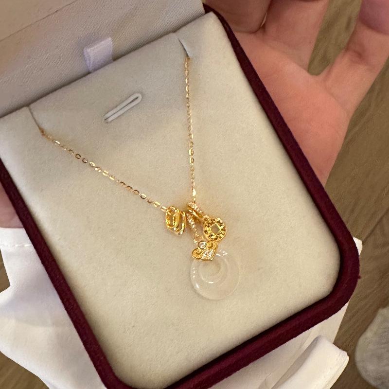 Серебряное ожерелье Ruyi из стерлингового серебра 925 пробы с белым халцедоном и инкрустацией бриллиантами