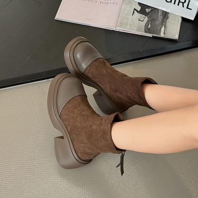 Мода 2024 Женские ботинки Осень и Зима Новые женские ботильоны Мода Острый носок Высокий каблук Короткая молния сзади Модные ботинки