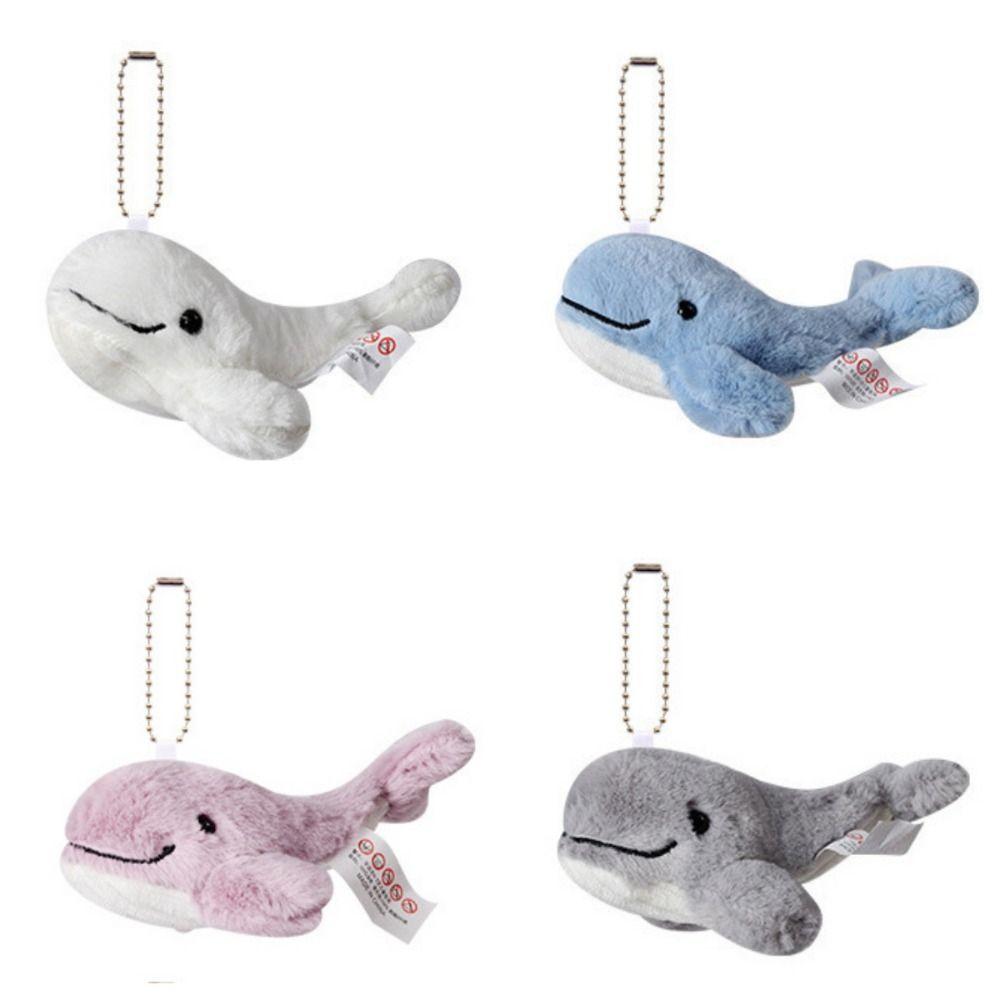 Kawaii Plush Stuffed Whale Keychain Cute Marine Organism Keyring Cetacean Pendant Bag Hanging