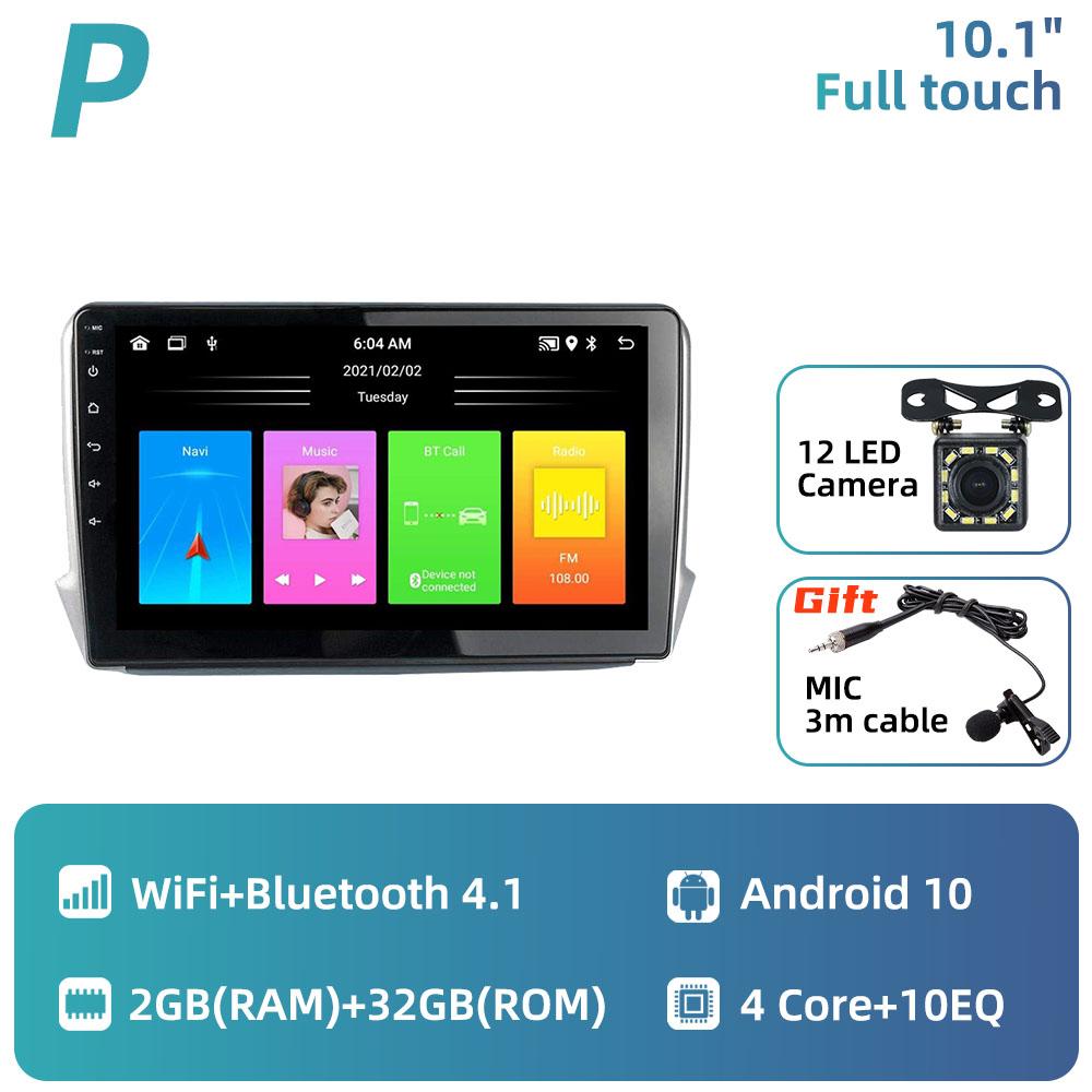 Для Peugeot 2008 208 2012-2018 Автомобильное радио 10,1-дюймовый экран Мультимедиа Навигация Головное устройство GPS Авто Аудиоплеер 2 Din Android Стерео