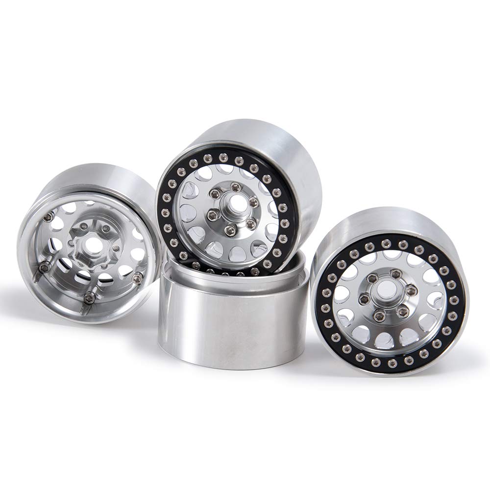 RC Car Inch Internal Beadlock Wheel Widened Version 35mm Internal Beadlock Wheel Hub for AXIAL SCX10 RC Crawler 1 and 4 1.9 No. (Silver Black, Pieces)