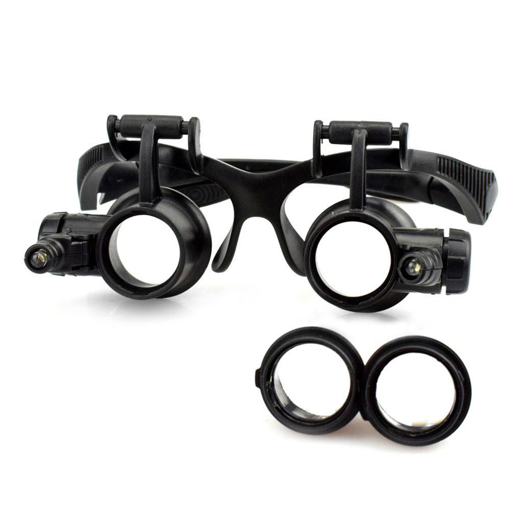 Magnification Lenses Wear Double Glasses Led Repair Eyeglasses Type Headwear Magnifier With 2 LED 6 Interchangeable Lens
