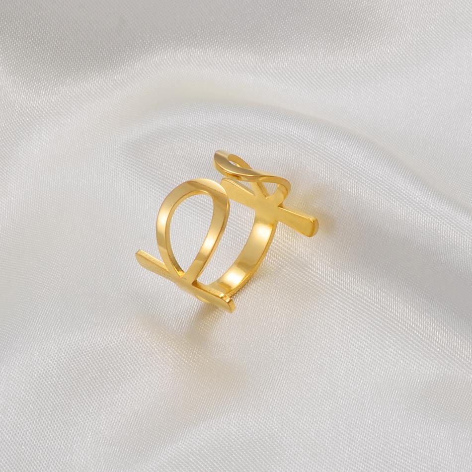 Anniyo Ankh Ring Women Girls African Egyptian Cross Charm Finger Ring Jewelry Stainless Steel Egypt Hieroglyphs Nile Key #249321