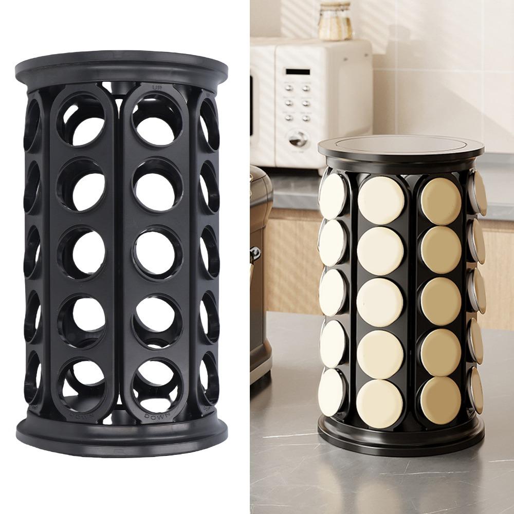 360 Degree Rotation Rotating Coffee Pod Holder Large Capacity Countertop Design Coffee Capsule Storage Rack 40 Pods Capacity