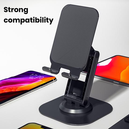 Aluminum Alloy Phone Holder 360 Rotatable Non-slip Foldable Heavy Duty Desktop Tablet Mobile Phone Stand Phone Accessories