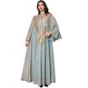 AB320 Tulle Embroidered Sequined Muslim Evening Dress - Arabic Dubai Style Robe for Middle Eastern Women