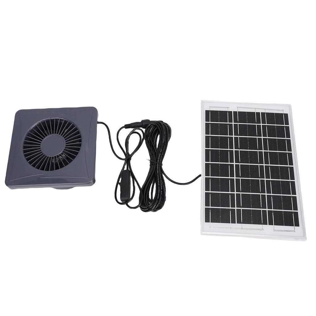4 Inch Exhaust Fan with 6W Monocrystalline Silicon Solar Panel Grey Round Solar Vent Fan for Chicken Coop Greenhouse